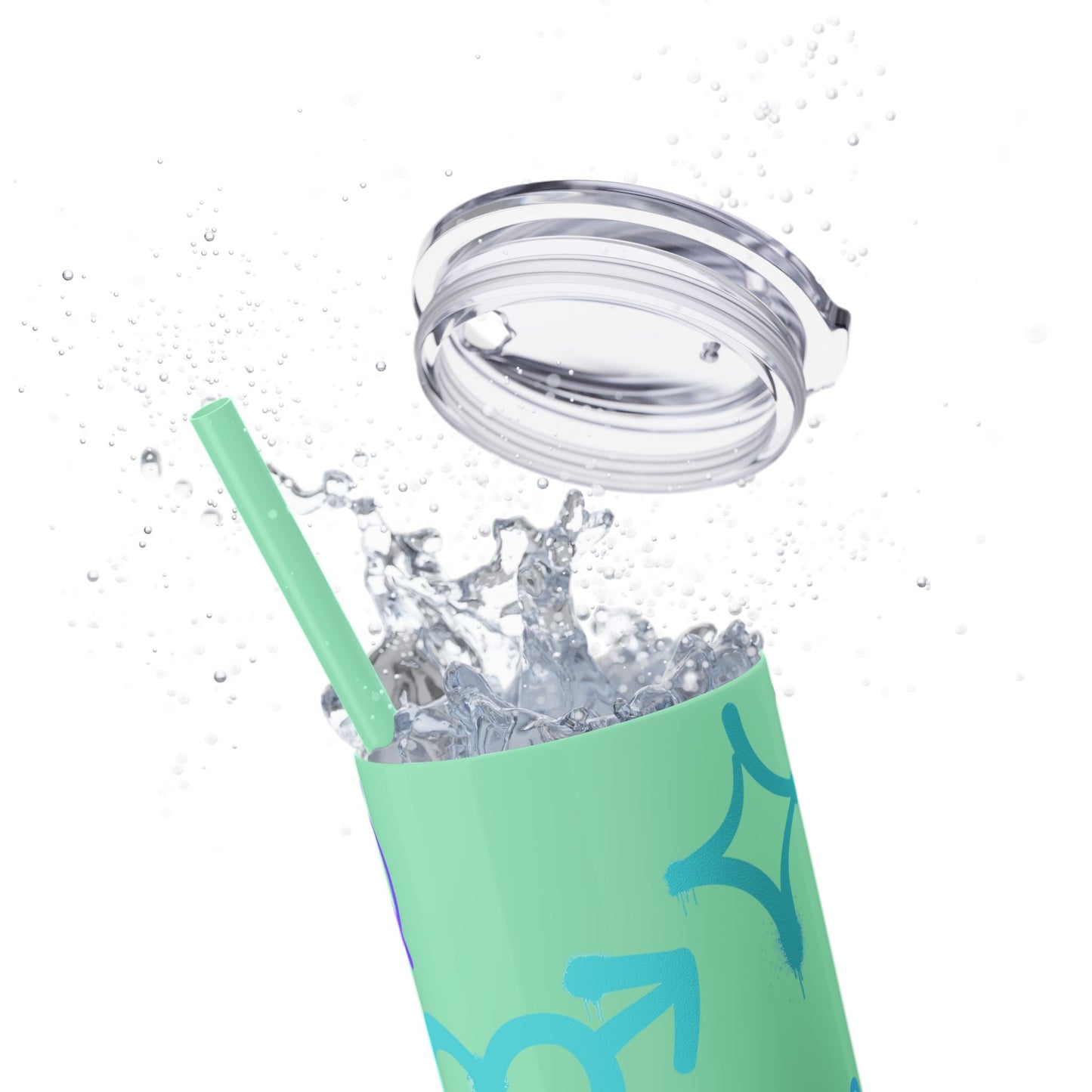 Trendy Skinny Tumbler with Straw, 20oz | Unique Graffiti Style Drinkware for Teens, Gifts, Parties, and Everyday Use