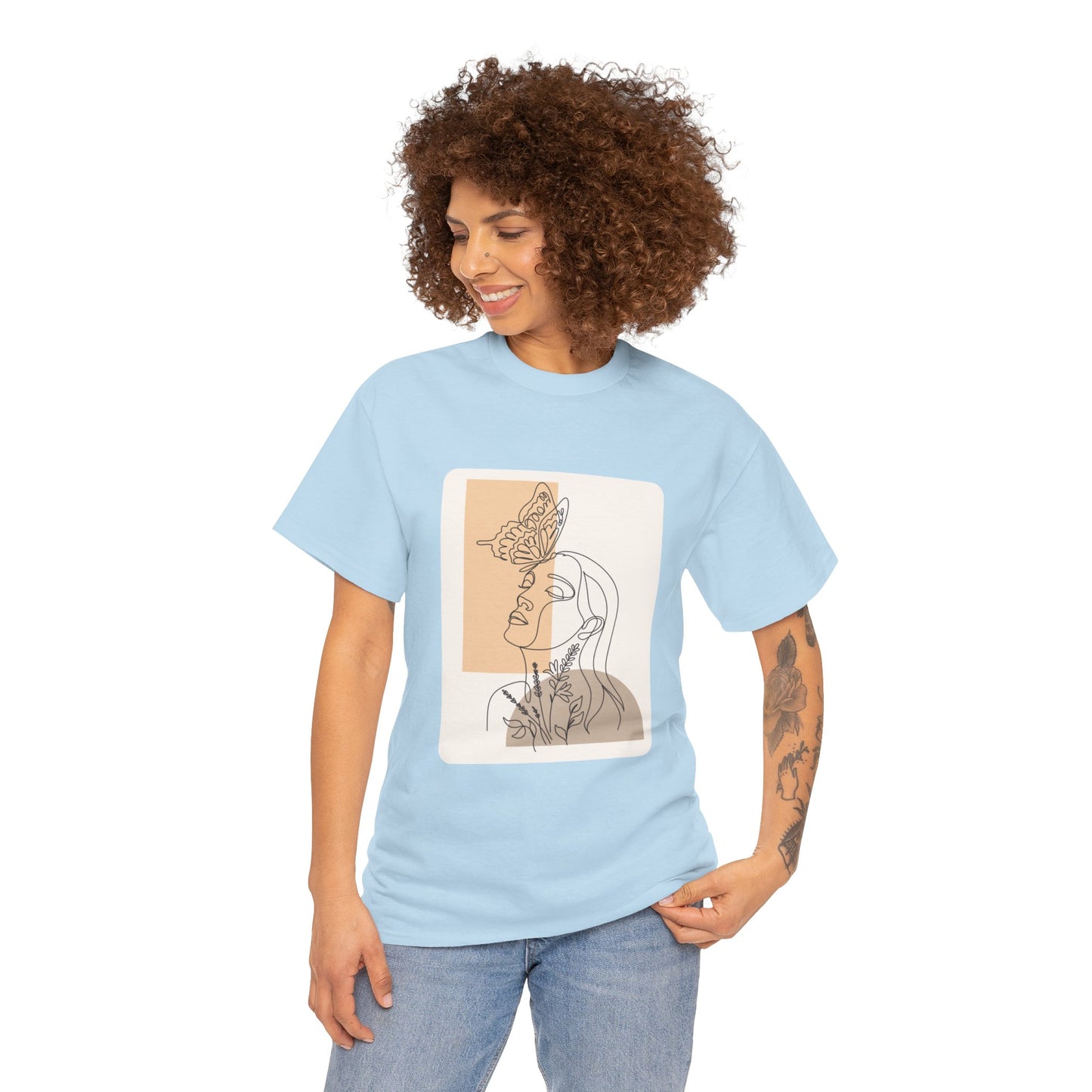 Artistic Unisex Tee: Modern Line Drawing with Butterfly, Perfect for Casual Outings, Gift for Art Lovers, Spring Fashion, Eco-Friendly Wear