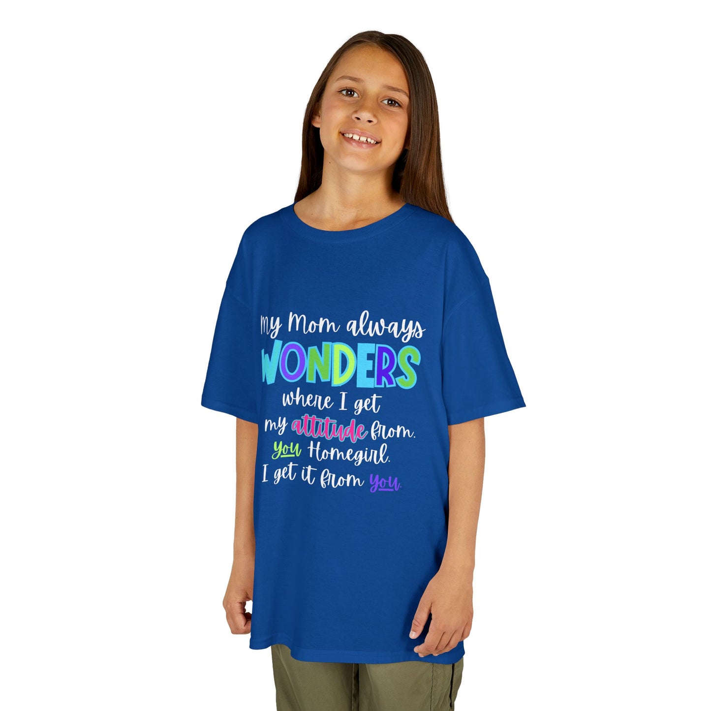 Colorful Kids Tee: 'My Mom Wonders Where I Get My Attitude From' | Fun Gift for Birthdays, Holidays, Everyday Wear, Unique Kids Apparel