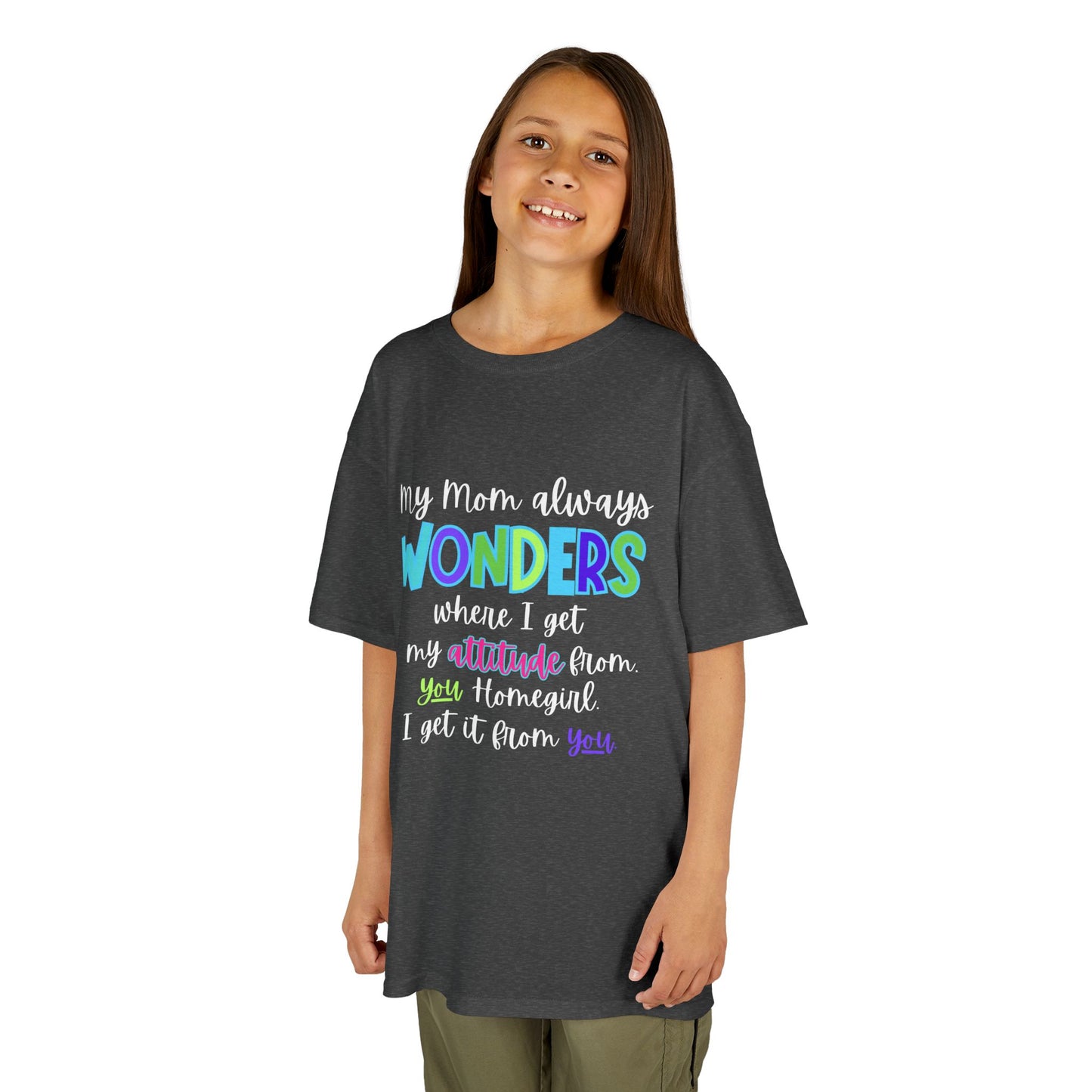Colorful Kids Tee: 'My Mom Wonders Where I Get My Attitude From' | Fun Gift for Birthdays, Holidays, Everyday Wear, Unique Kids Apparel