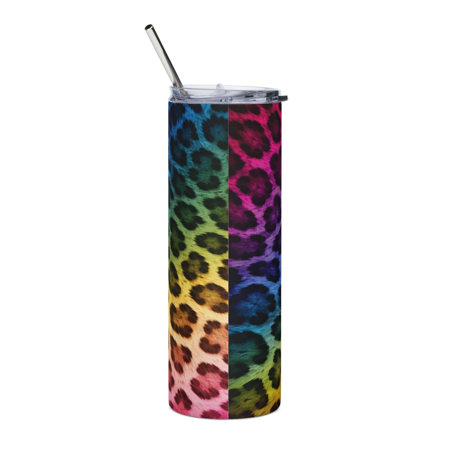 Rainbow Leopard 20oz Stainless Tumbler — Insulated Colorful Animal Print Travel Cup
