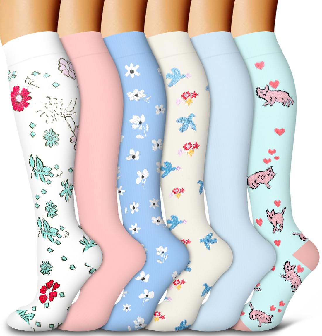 6 Pack Copper Compression Socks for Women and Men Circulation-Best Support for Medical,Running,Nursing,Athletic