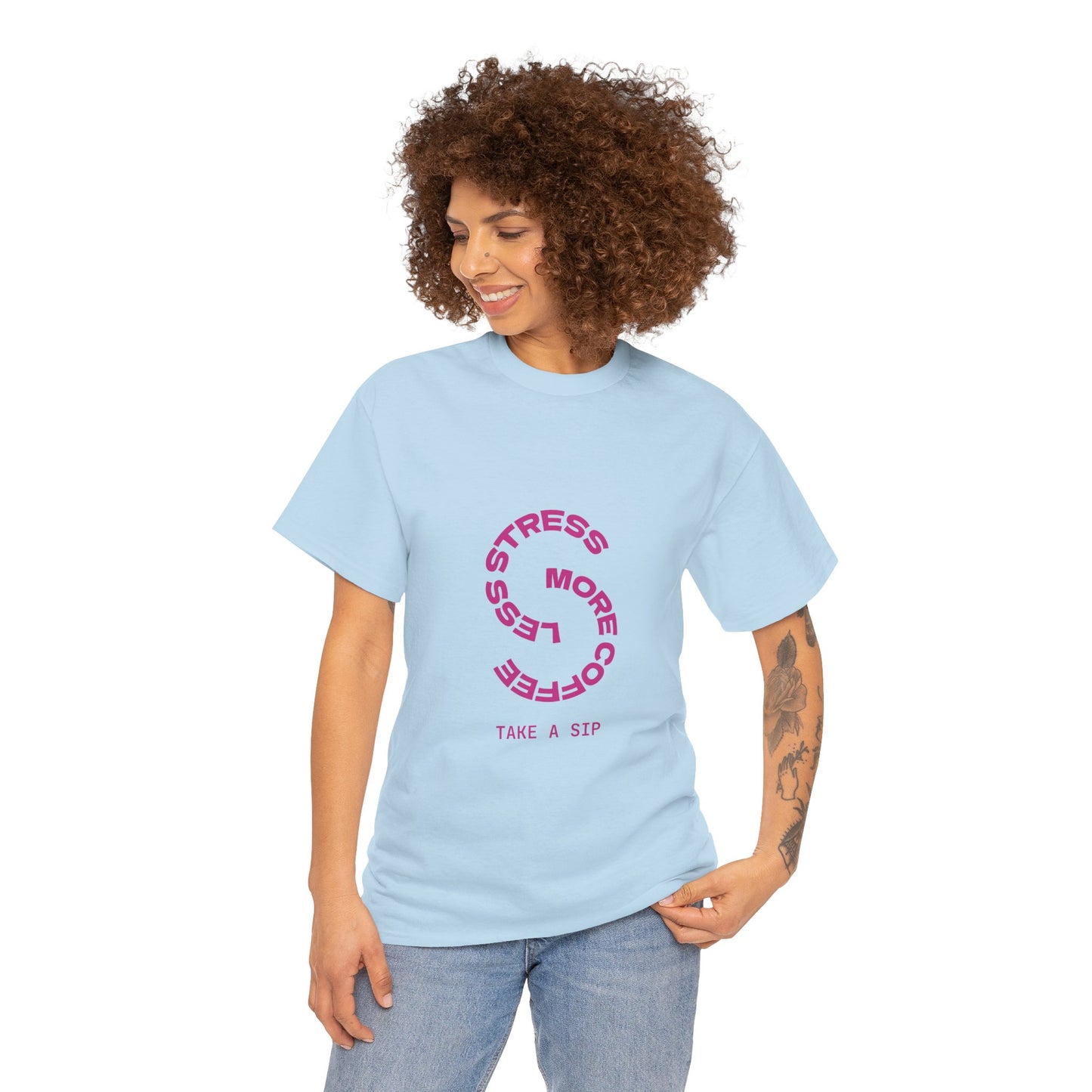 Stress Less Coffee Unisex Heavy Cotton Tee
