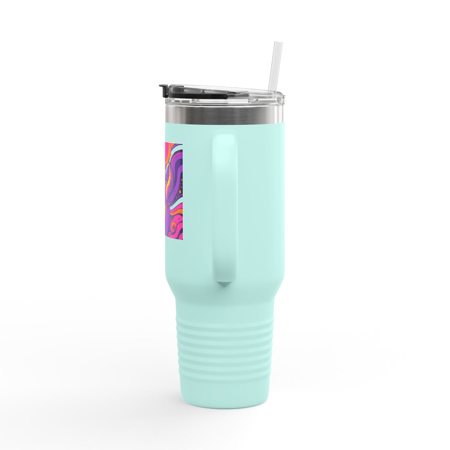 Vibrant Insulated Travel Mug, 40oz - Perfect for Outdoor Adventures, Road Trips, and Coffee Lovers, Colorful Art Design, Reusable Drinkware