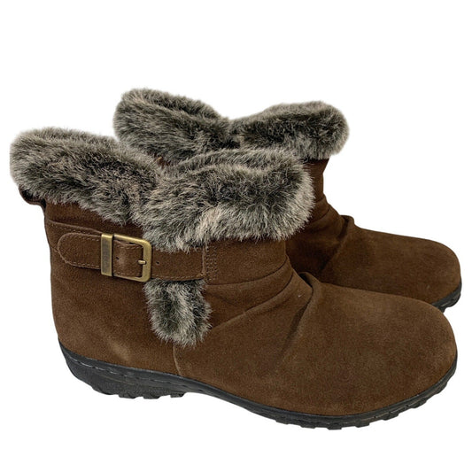 New In Box Khombu Womens Size 9 Brown Lindsey Boot Faux Suede Side Zip Shoes