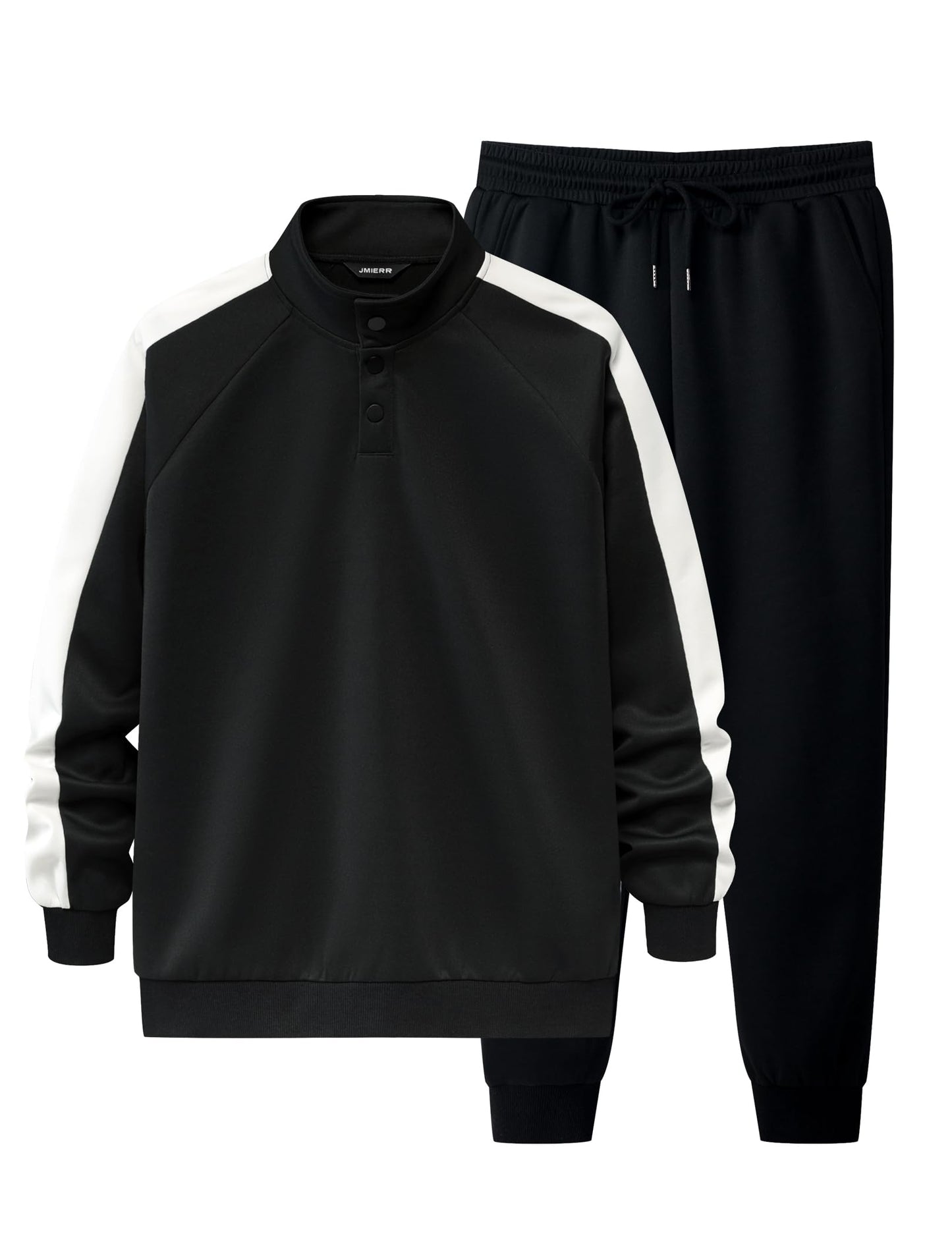 JMIERR Men's 2 Piece Casual Outfits Quarter Button Lightweight Sweatshirt Tracksuit & Joggers Sweatpants Sweatsuit Set