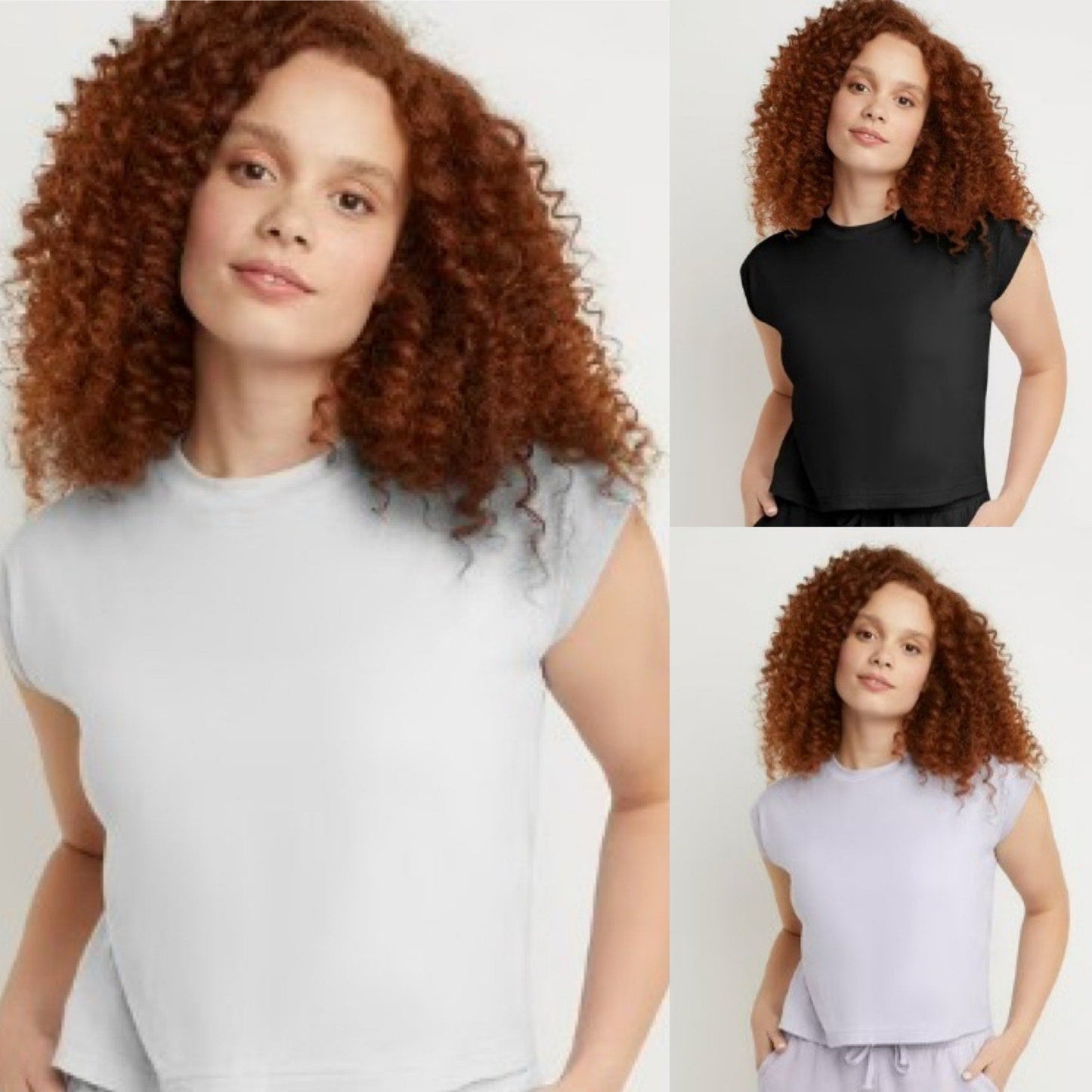 Lot of 3 New Hanes Womens Small Ringspun Cotton Jersey Cap Sleeve Muscle Tees