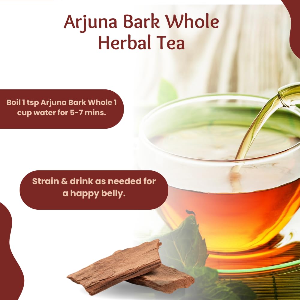 Natural Arjuna Bark Whole, Half Pound (3.53oz - 100gm) Pack-4