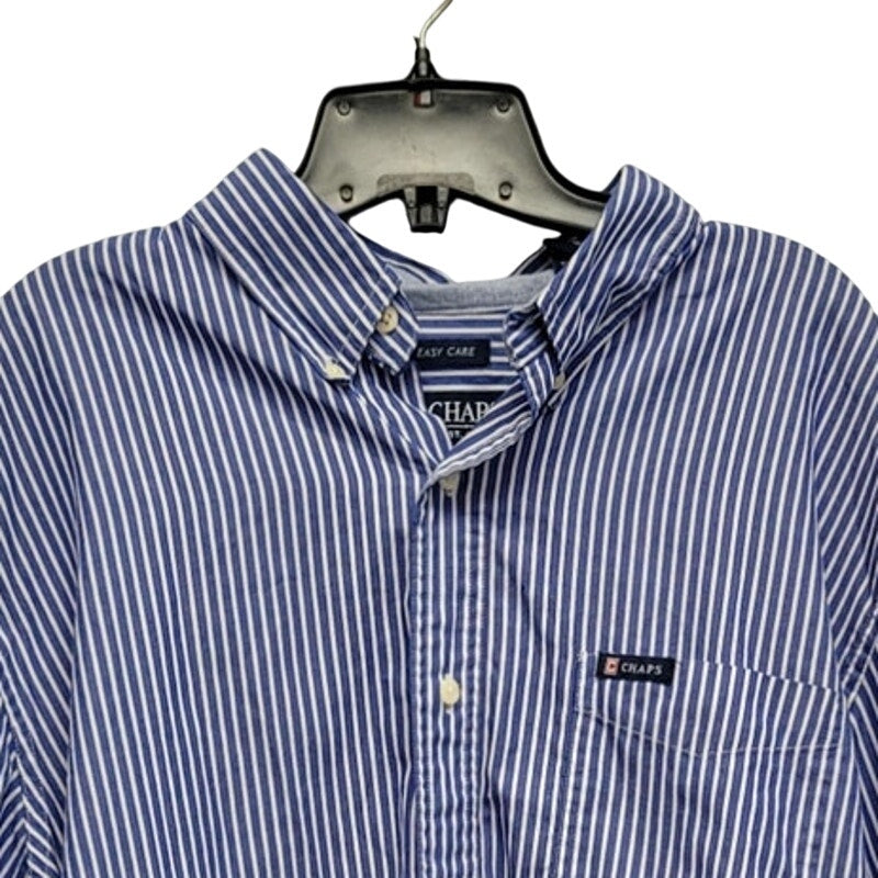 Chaps Mens XL Striped PolyCotton Long Sleeve Button Up Shirt w Front Pocket