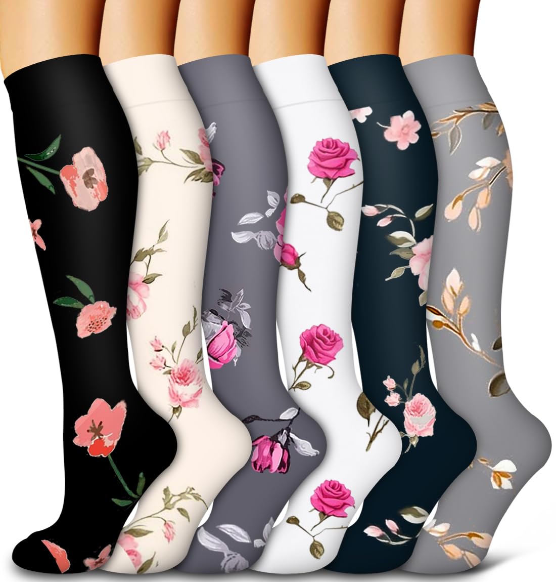 6 Pack Copper Compression Socks for Women and Men Circulation-Best Support for Medical,Running,Nursing,Athletic