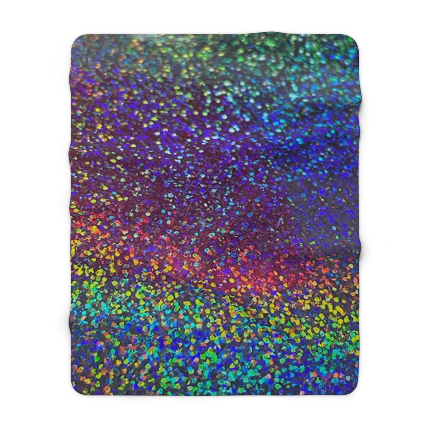 Holographic Rainbow Glitter Print Sherpa Blanket | Plush Fleece Throw