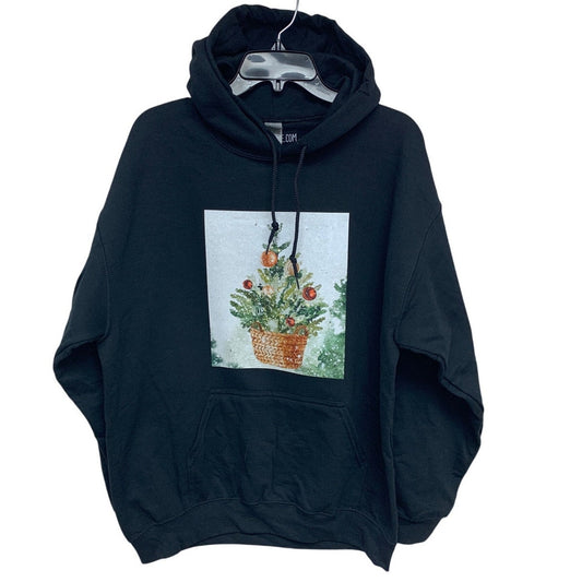 New Hand Printed Womens Large Christmas Tree Holiday Long Sleeve Hoodie