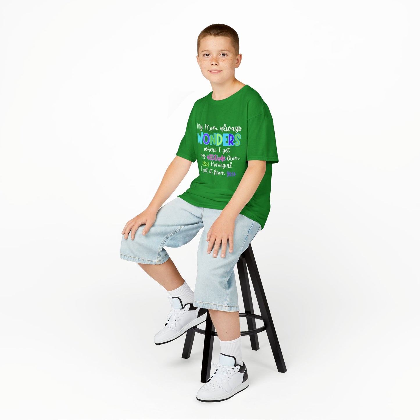 Colorful Kids Tee: 'My Mom Wonders Where I Get My Attitude From' | Fun Gift for Birthdays, Holidays, Everyday Wear, Unique Kids Apparel
