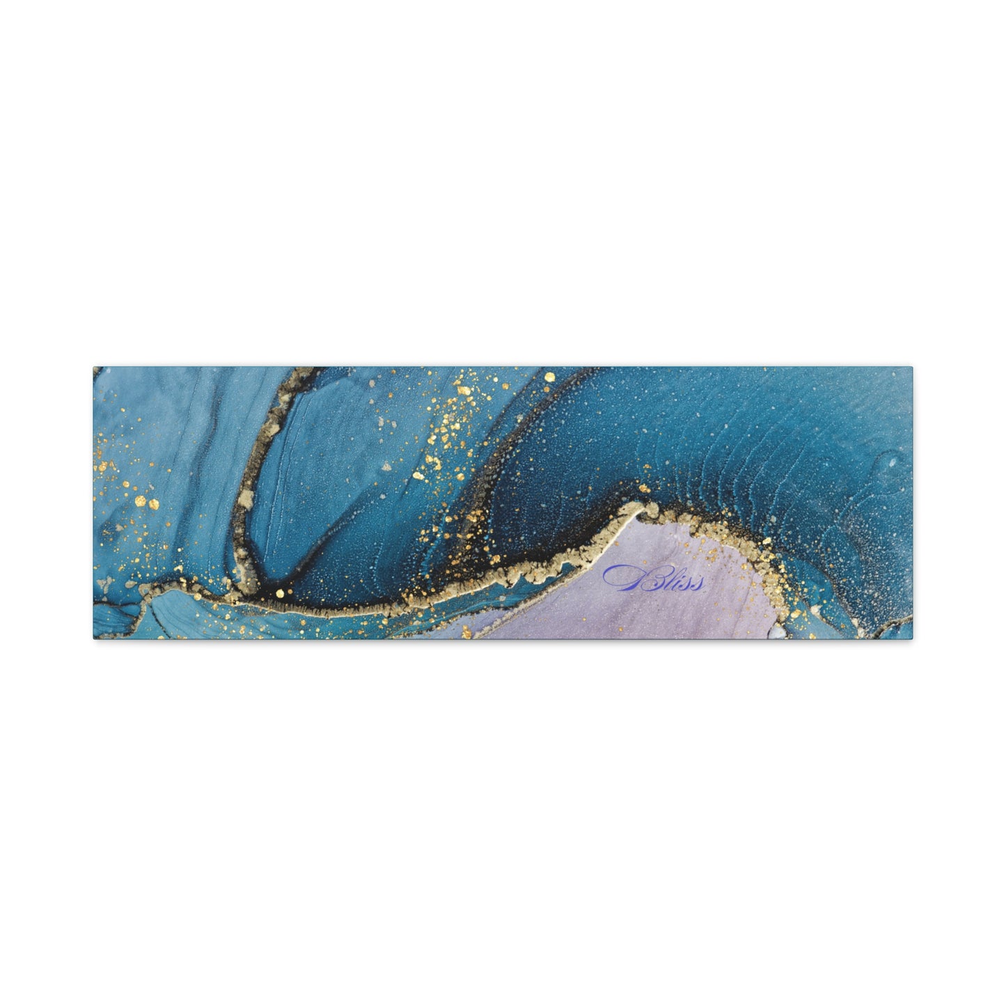 Canvas Wall Art, Abstract Ocean Wave, Modern Decor, Home Office, Gift for Her, Blue Gold Artwork, Living Room Wall Decor