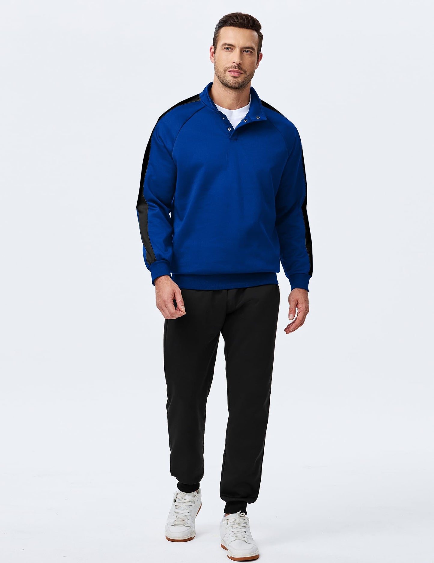 JMIERR Men's 2 Piece Casual Outfits Quarter Button Lightweight Sweatshirt Tracksuit & Joggers Sweatpants Sweatsuit Set