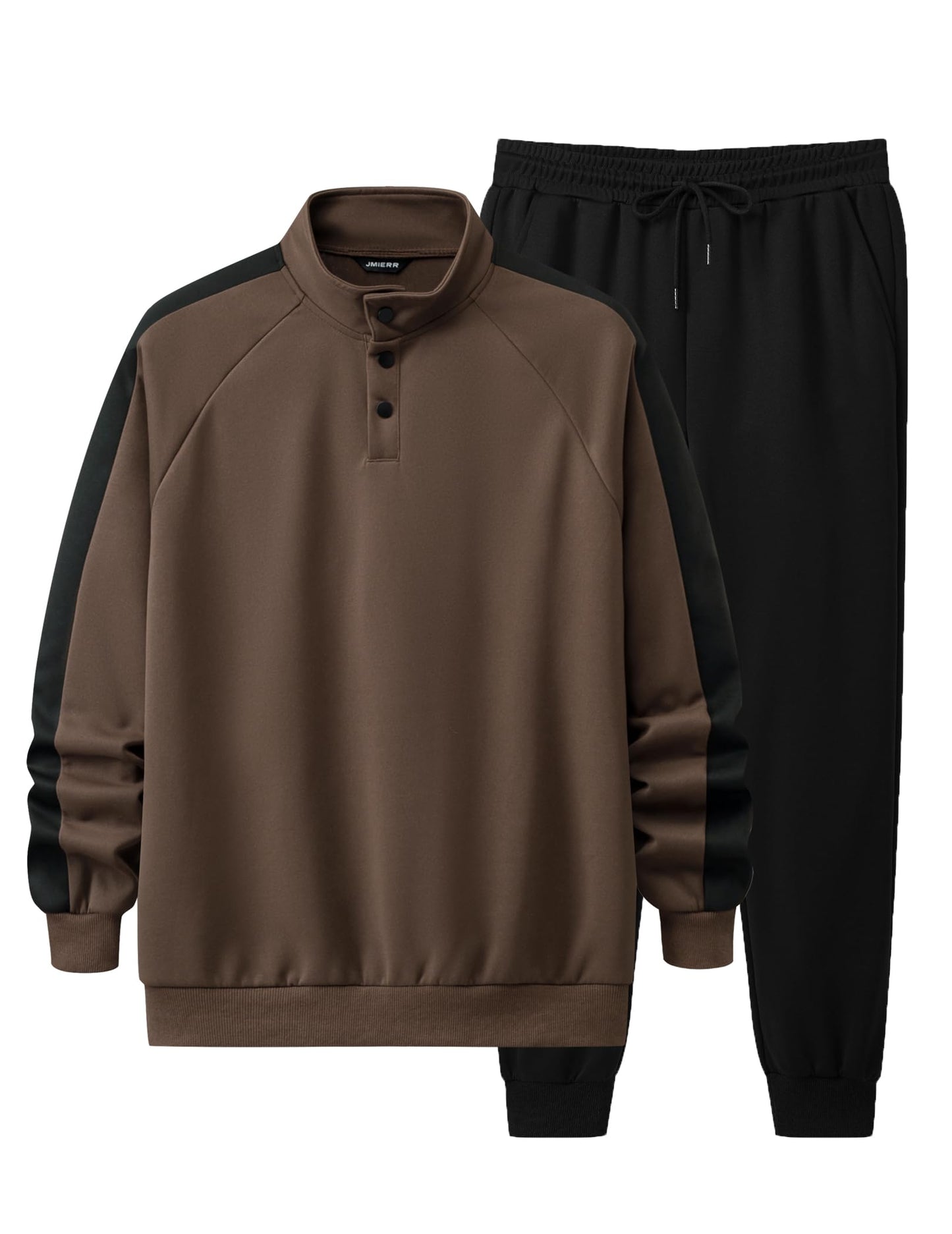 JMIERR Men's 2 Piece Casual Outfits Quarter Button Lightweight Sweatshirt Tracksuit & Joggers Sweatpants Sweatsuit Set