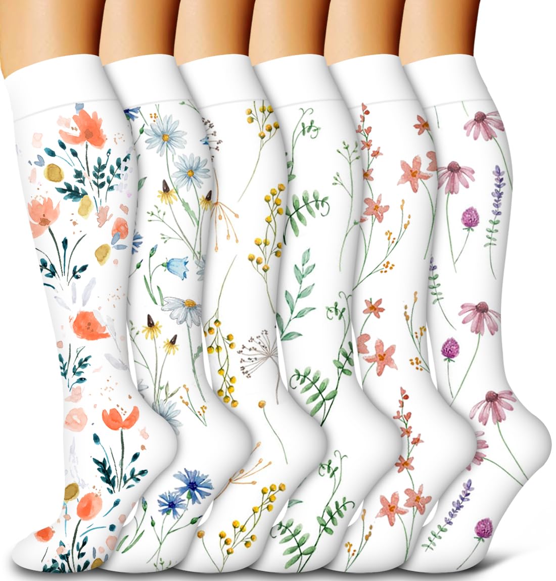 6 Pack Copper Compression Socks for Women and Men Circulation-Best Support for Medical,Running,Nursing,Athletic