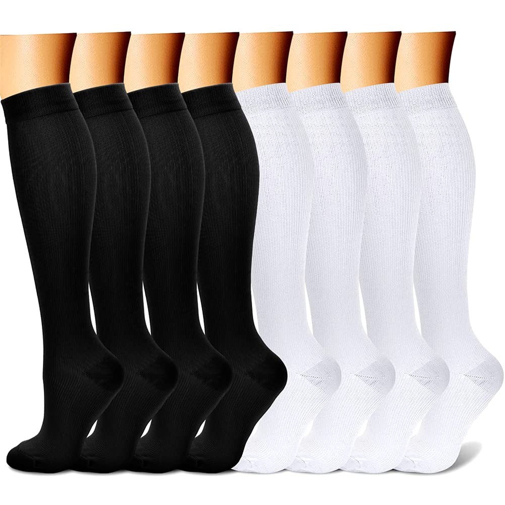 CHARMKING Compression Socks for Women & Men Circulation (8 Pairs) 15-20 mmHg is Best Support for Athletic Running,Cycling