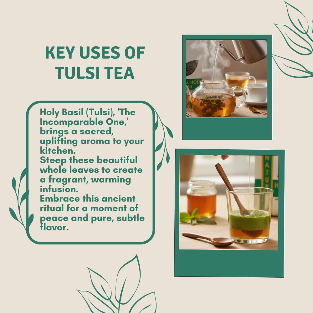 NUTRITEA Natural Tulsi Holy Basil Herbal Full Leaf Tea (Caffeine Free)-2