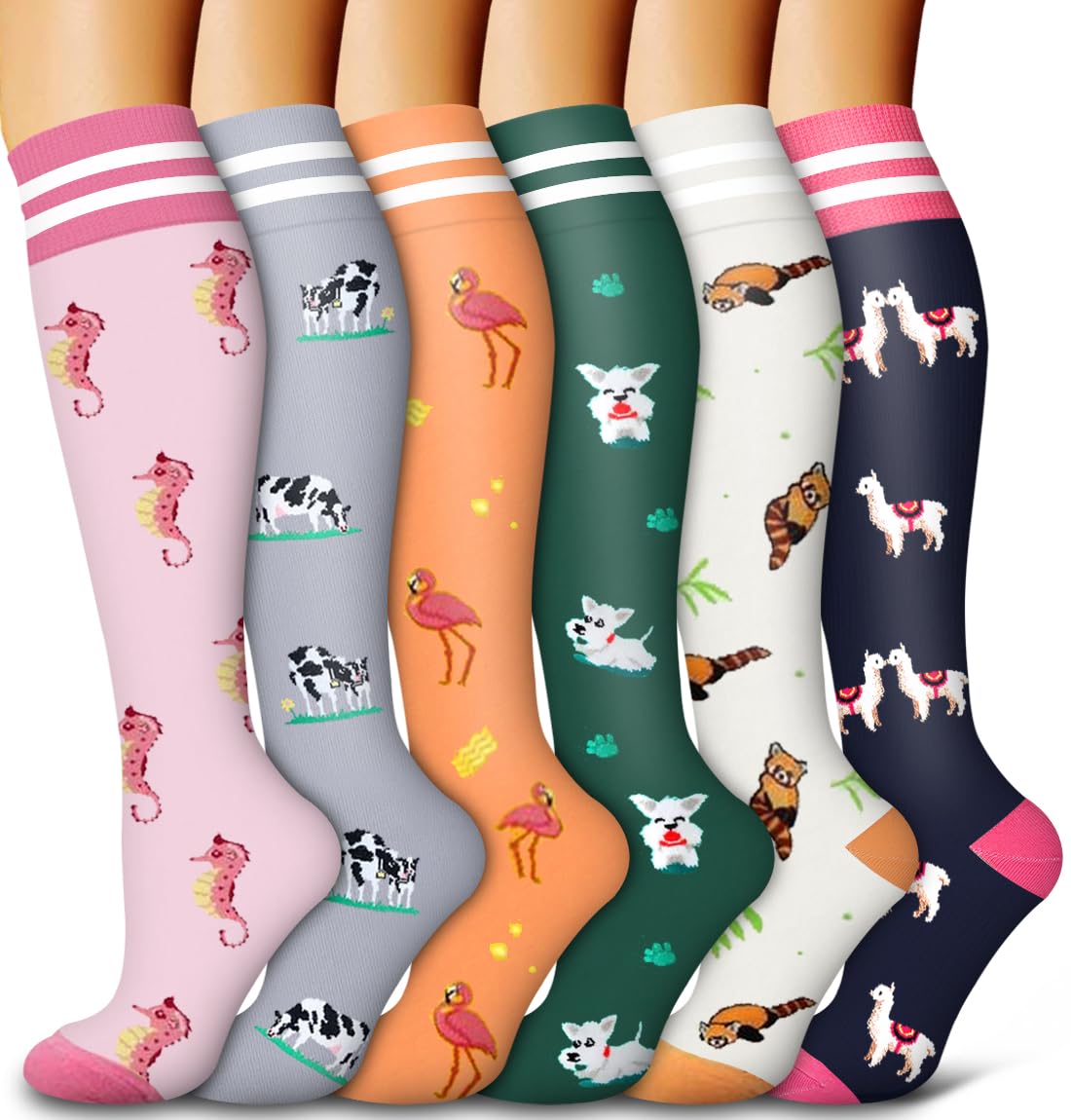 6 Pack Copper Compression Socks for Women and Men Circulation-Best Support for Medical,Running,Nursing,Athletic