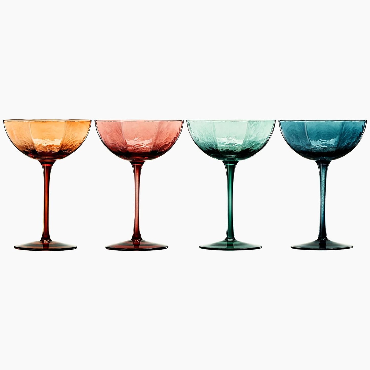 Khen Cocktail, Martini & Champagne Luxury Angled Coupe Glasses 6 oz | Set of 4 | Muted Colored-1