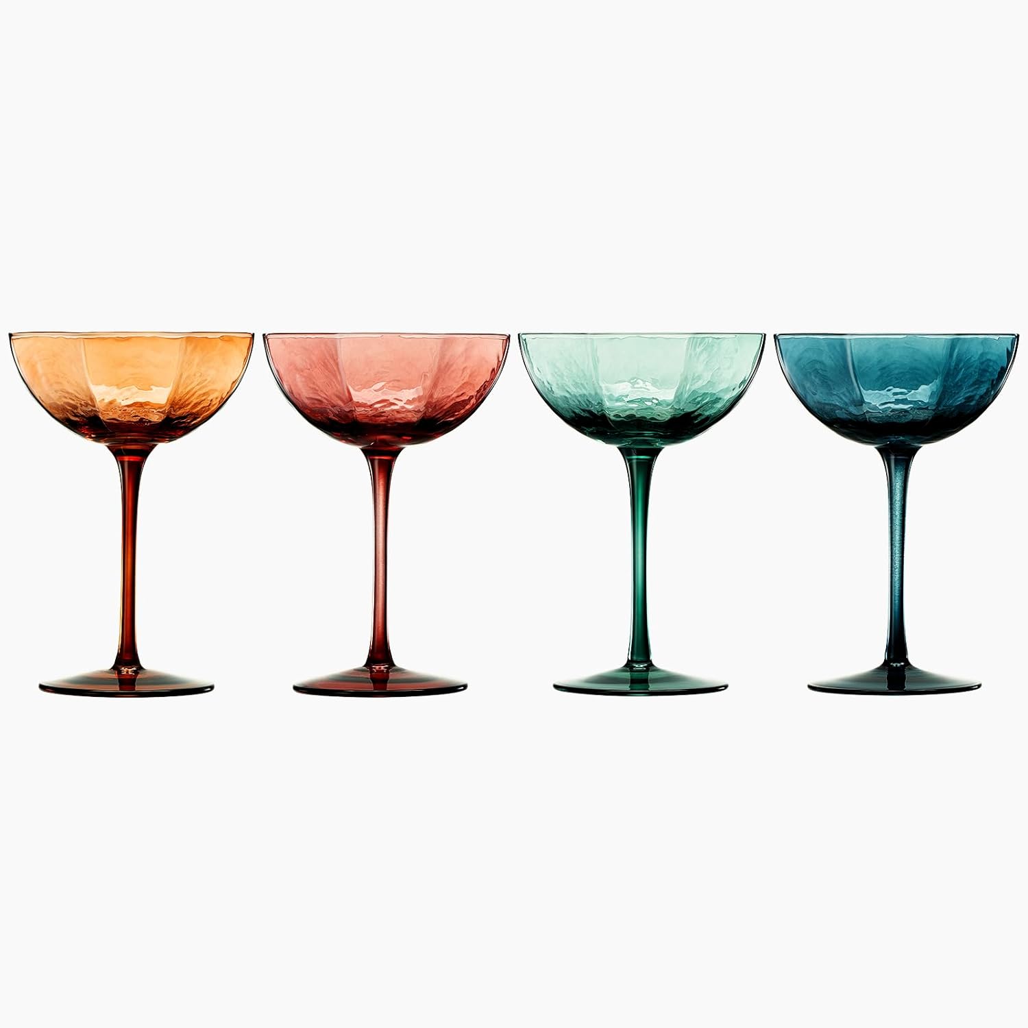 Khen Cocktail, Martini & Champagne Luxury Angled Coupe Glasses 6 oz | Set of 4 | Muted Colored-1
