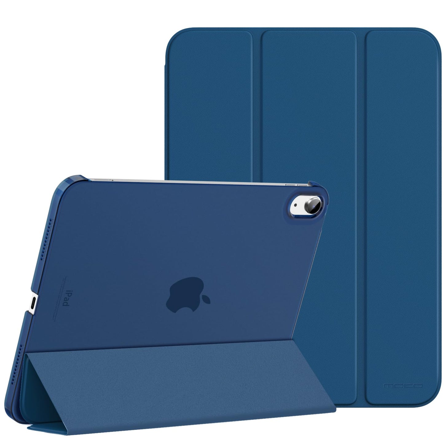MoKo for iPad (A16) 11th Generation Case 11 Inch 2025, iPad 10th Generation Case 10.9 Inch 2022, Slim Stand Hard PC Translucent Back Shell Smart Cover, Support Touch ID, Auto Wake/Sleep, Navy Blue