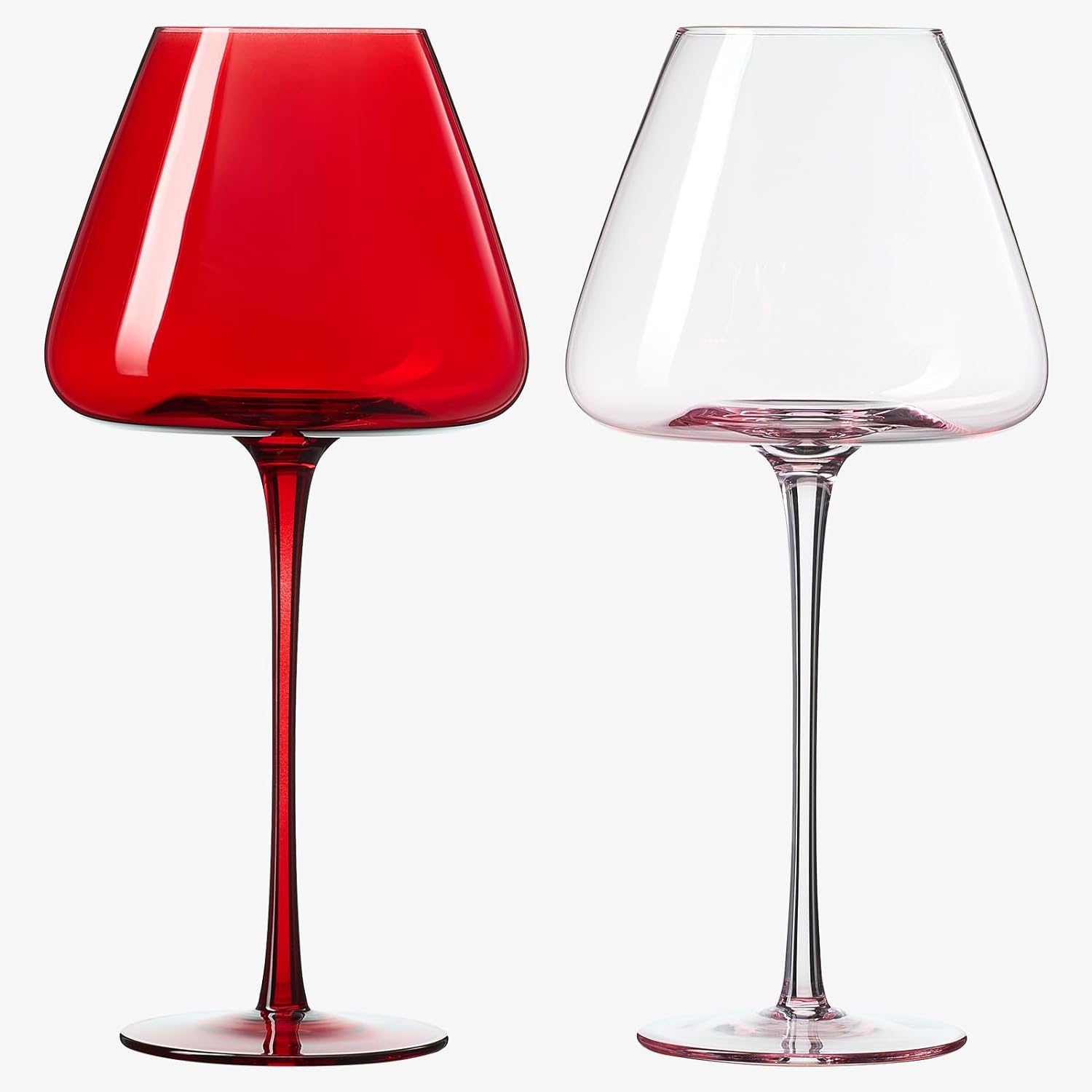 Valentine's Colored Red & Pink Crystal Wine Glasses | 2 Set | Italian Style Tall-1