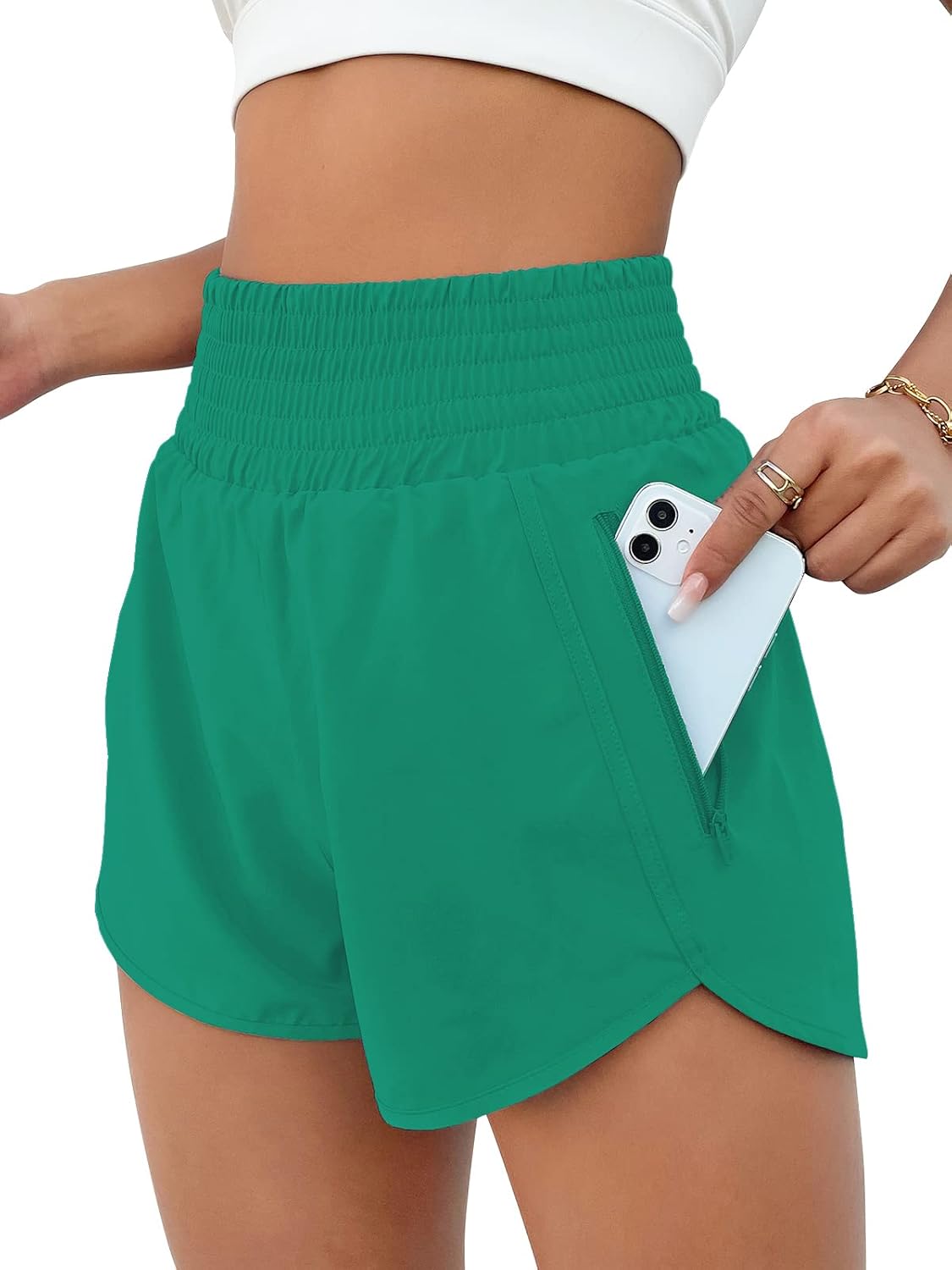 BMJL Women's Athletic Shorts High Waisted Running Short Pocket 2.5" Sporty Shorts Gym Workout Shorts