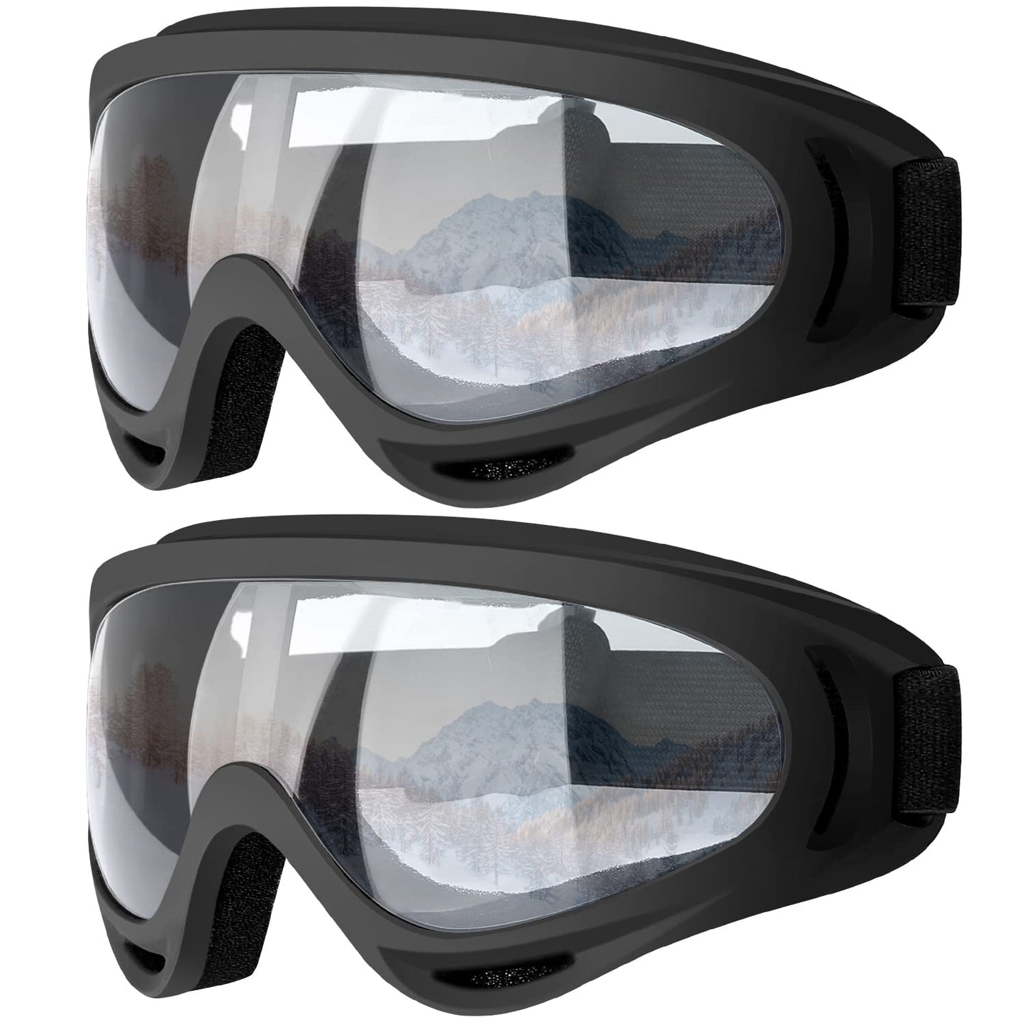 COOLOO Ski Goggles, 2 Pack Snow Goggles Snowboard Goggles for Men Women Kids - UV Protection Foam Anti-Scratch Dustproof