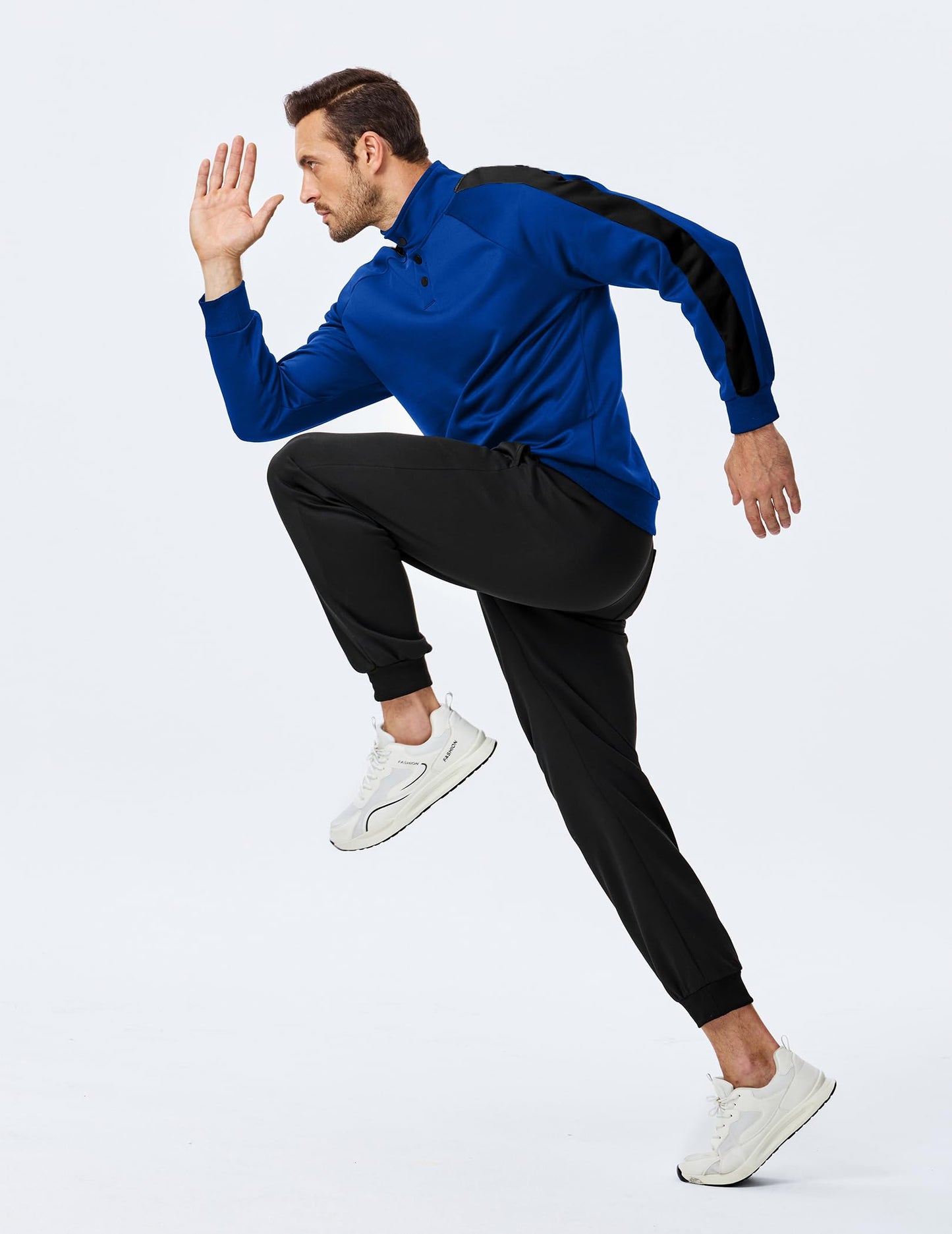 JMIERR Men's 2 Piece Casual Outfits Quarter Button Lightweight Sweatshirt Tracksuit & Joggers Sweatpants Sweatsuit Set
