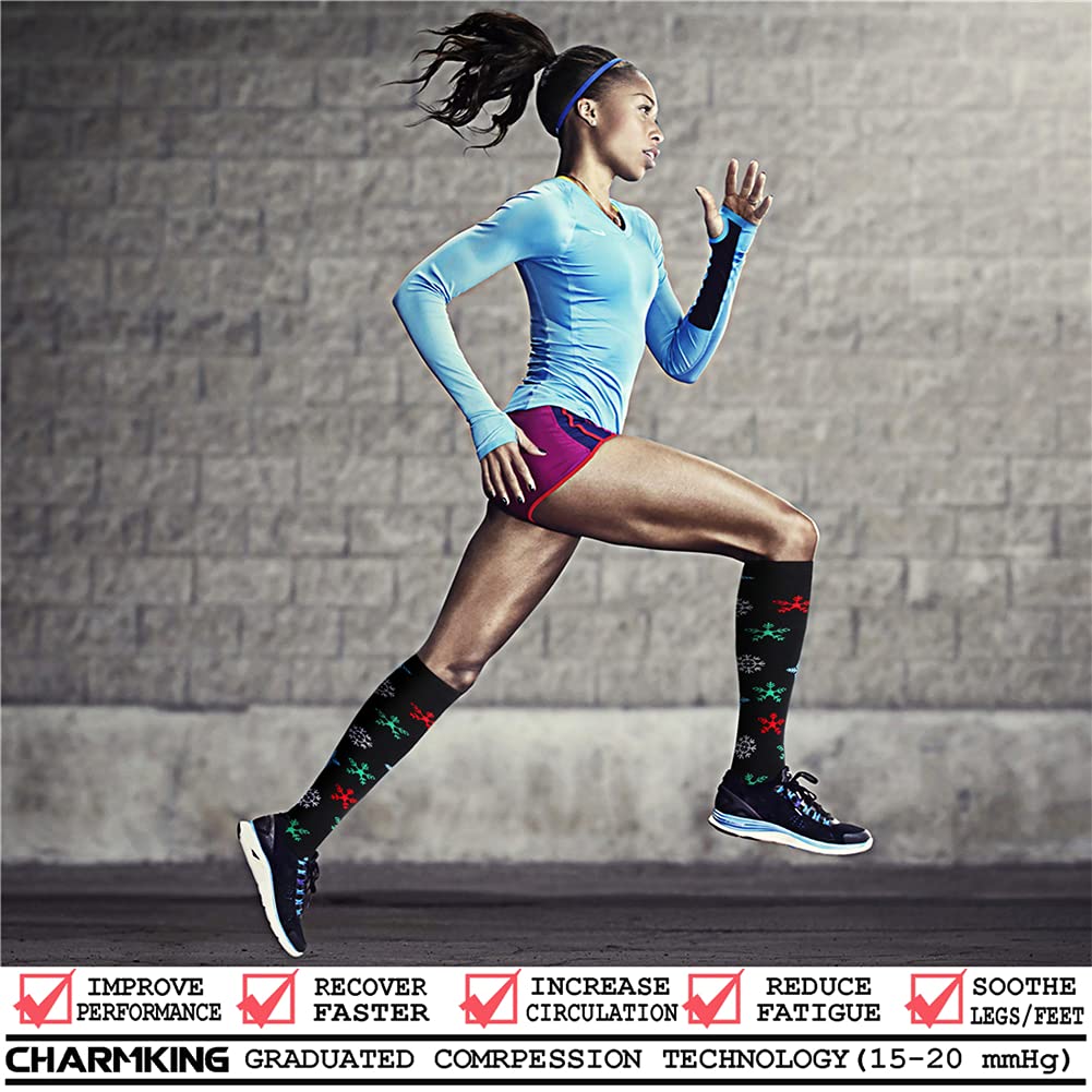 CHARMKING Compression Socks for Women & Men Circulation (8 Pairs) 15-20 mmHg is Best Support for Athletic Running,Cycling