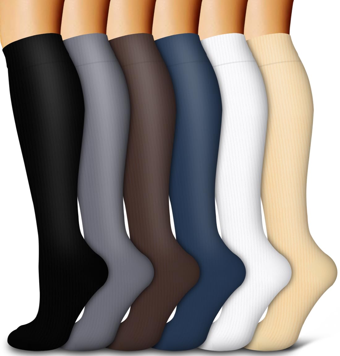 6 Pack Copper Compression Socks for Women and Men Circulation-Best Support for Medical,Running,Nursing,Athletic