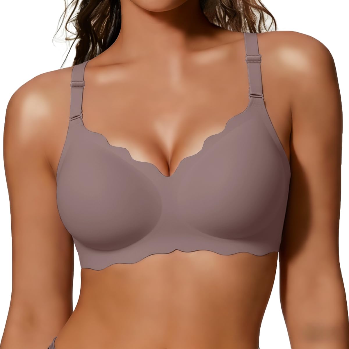 COCOMARTS Jelly Bras for Women No Underwire Scalloped Push Up Wireless Bralettes Seamless Soft Comfort Everyday Tshirt Bra