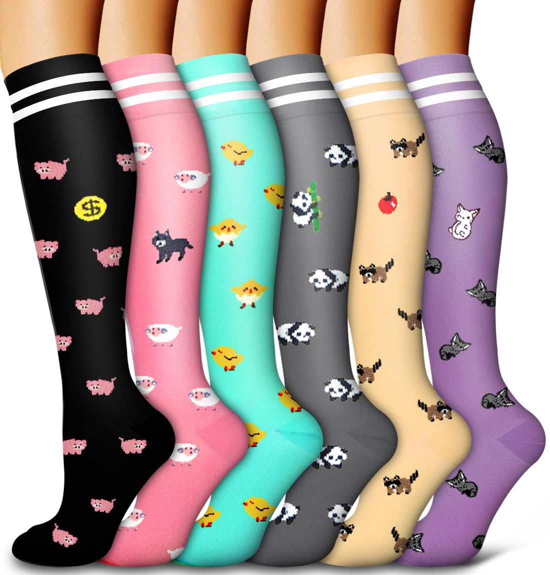 6 Pack Copper Compression Socks for Women and Men Circulation-Best Support for Medical,Running,Nursing,Athletic