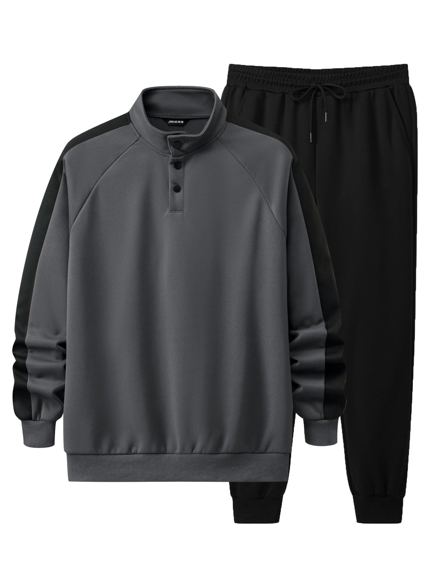 JMIERR Men's 2 Piece Casual Outfits Quarter Button Lightweight Sweatshirt Tracksuit & Joggers Sweatpants Sweatsuit Set