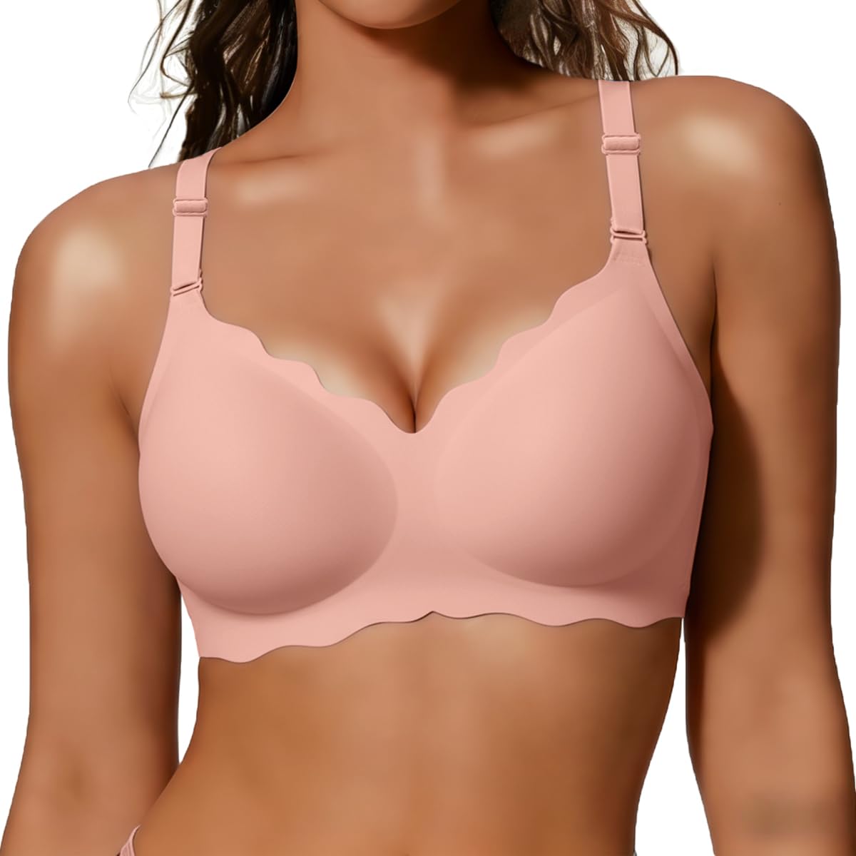 COCOMARTS Jelly Bras for Women No Underwire Scalloped Push Up Wireless Bralettes Seamless Soft Comfort Everyday Tshirt Bra