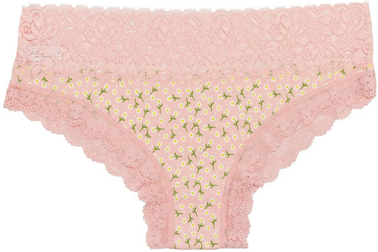 Ditsy Floral and Lace Laser Cut Bikini with Lace Waistband