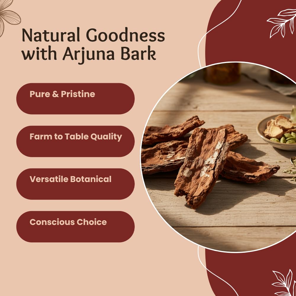 Natural Arjuna Bark Whole, Half Pound (3.53oz - 100gm) Pack-1