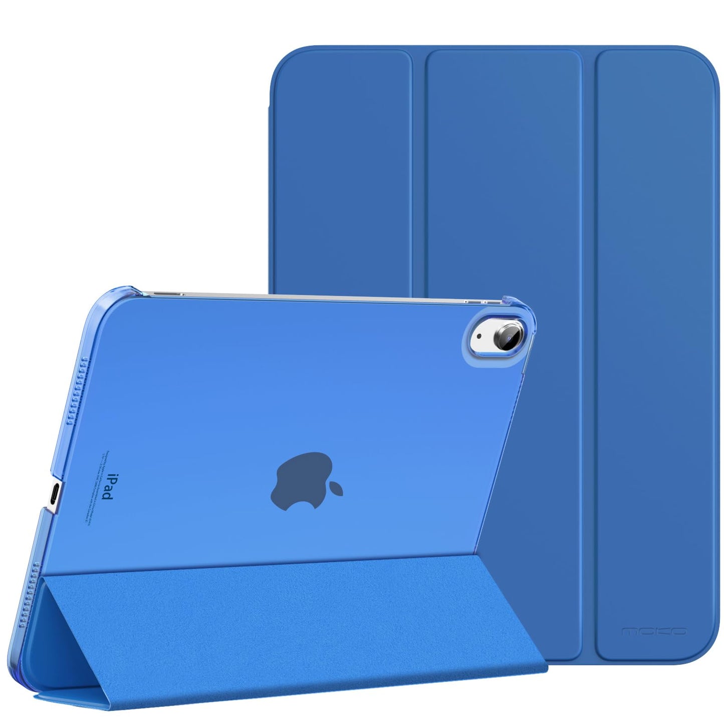 MoKo for iPad (A16) 11th Generation Case 11 Inch 2025, iPad 10th Generation Case 10.9 Inch 2022, Slim Stand Hard PC Translucent Back Shell Smart Cover, Support Touch ID, Auto Wake/Sleep, Navy Blue