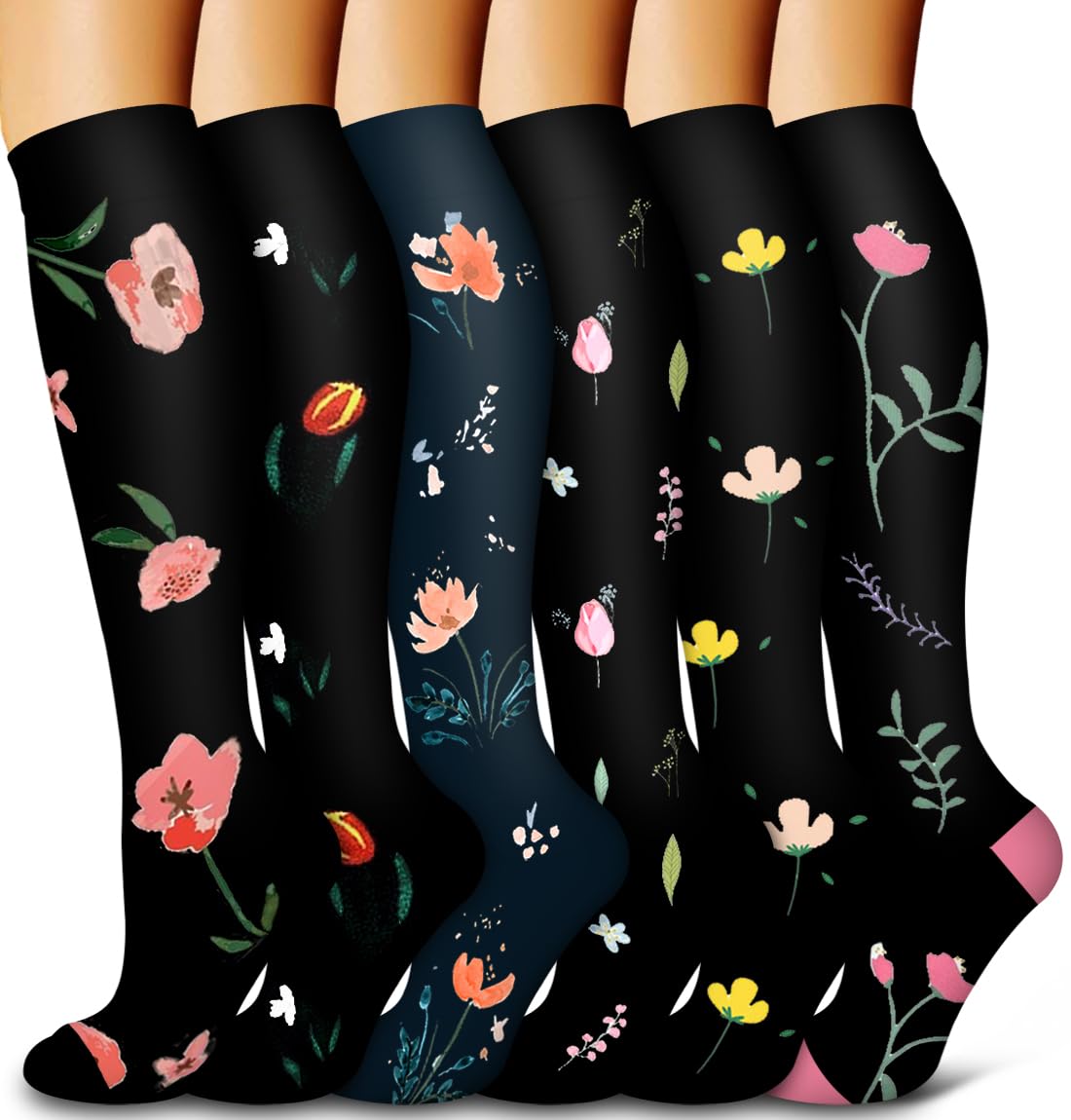 6 Pack Copper Compression Socks for Women and Men Circulation-Best Support for Medical,Running,Nursing,Athletic