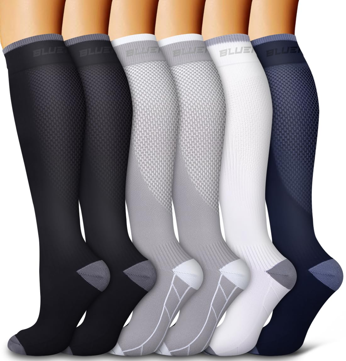 6 Pack Copper Compression Socks for Women and Men Circulation-Best Support for Medical,Running,Nursing,Athletic