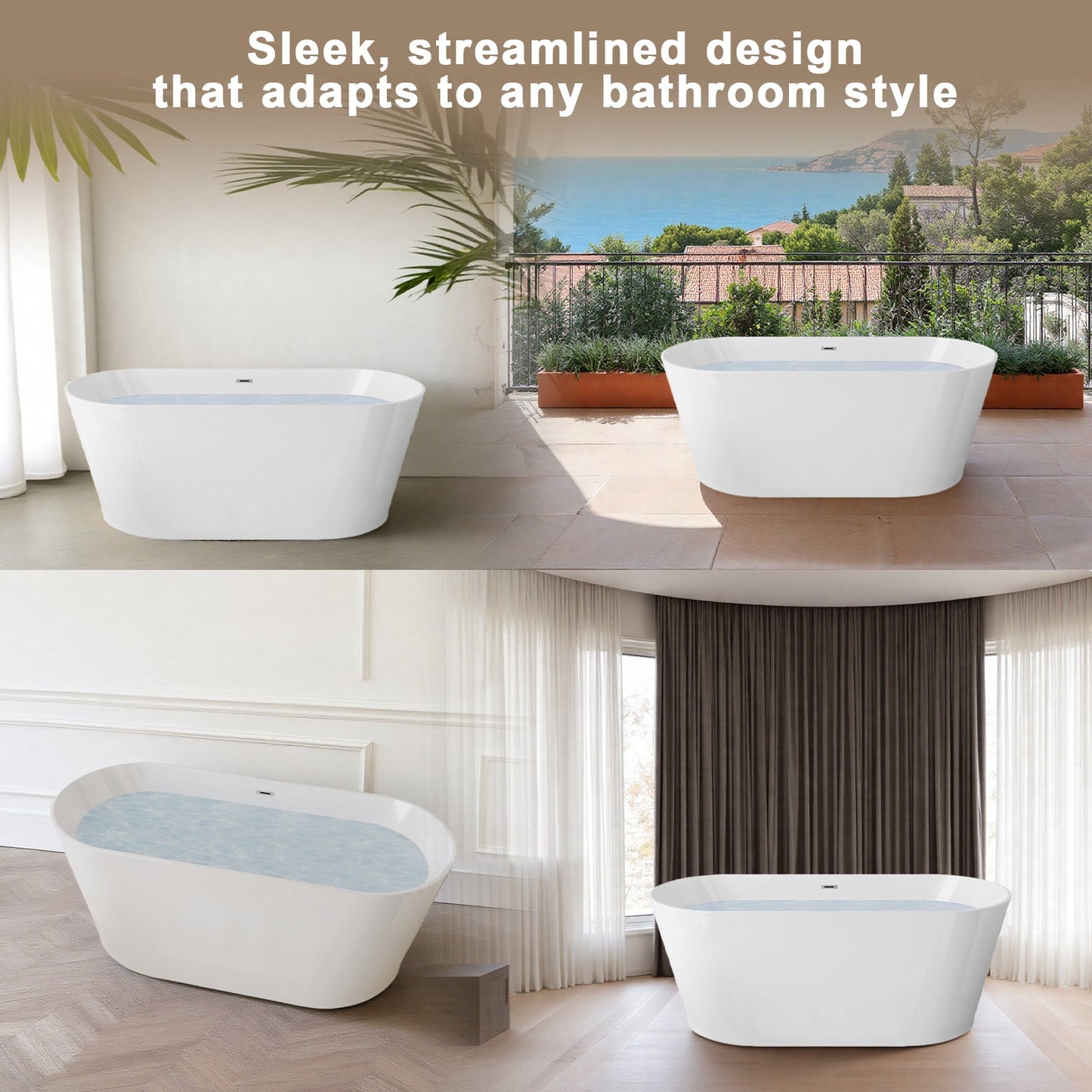 55" Acrylic Freestanding Bathtub