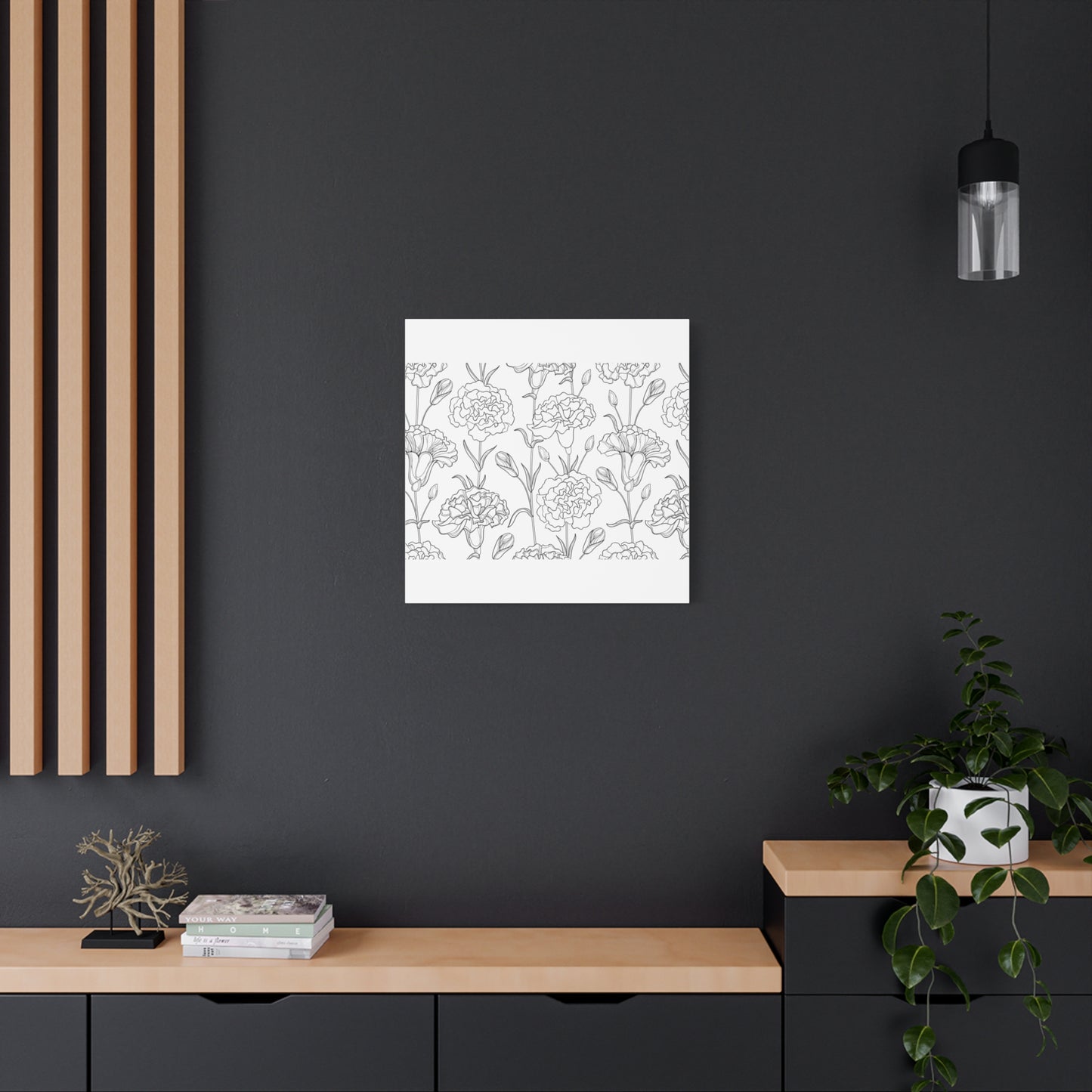 Floral Canvas Art, Stretched Wall Decor, Home Gift, Botanical Print, Modern Design, Matte Finish