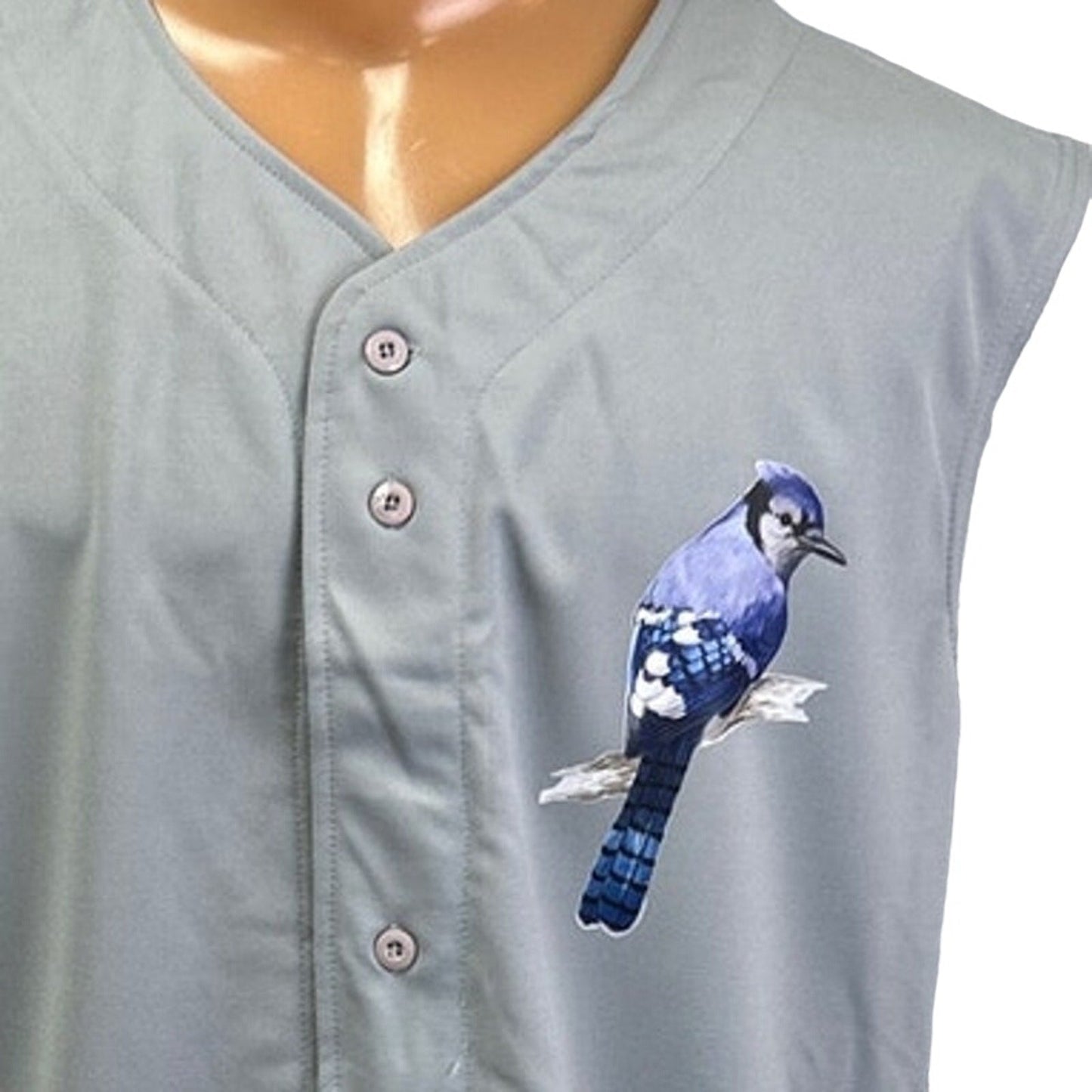New Tag Team Mens Medium Blue Jay Button Down Sleeveless Baseball Jersey Shirt