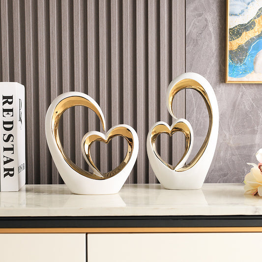 Modern Creative Heart-to-Heart Ornament for Home Living Room, Entryway, Wine Cabinet, Bedroom, TV Cabinet Decoration