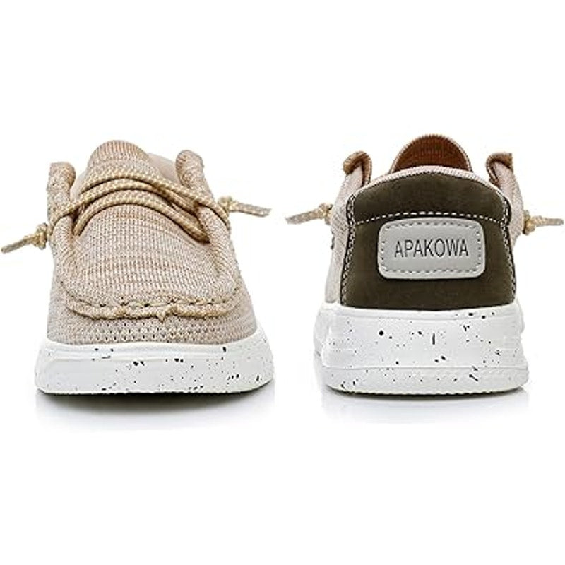 Apakowa Little Boys Size 3 Tan Canvas Faux LaceUp Slip On Casual Loafers Shoes
