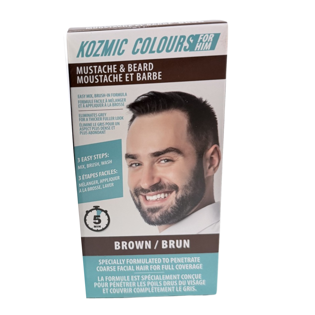 Kozmic Colours for Him Mustache & Beard Color - Brown (5-Minute)