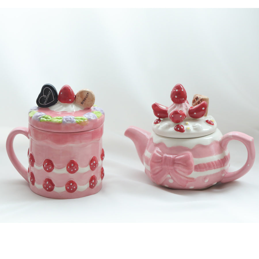 Handmade Ceramic Strawberry Mug With Lid
