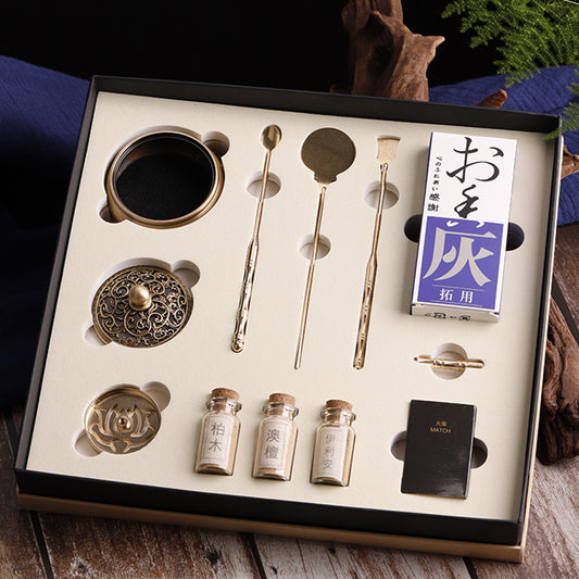Pure Copper Incense Burner Beating Incense Seal Script Incense Path Introductory Ceramic Set with Gift Box Gift Bag Incense Shovel Spike Tool